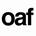 White 'oaf' text on a black background